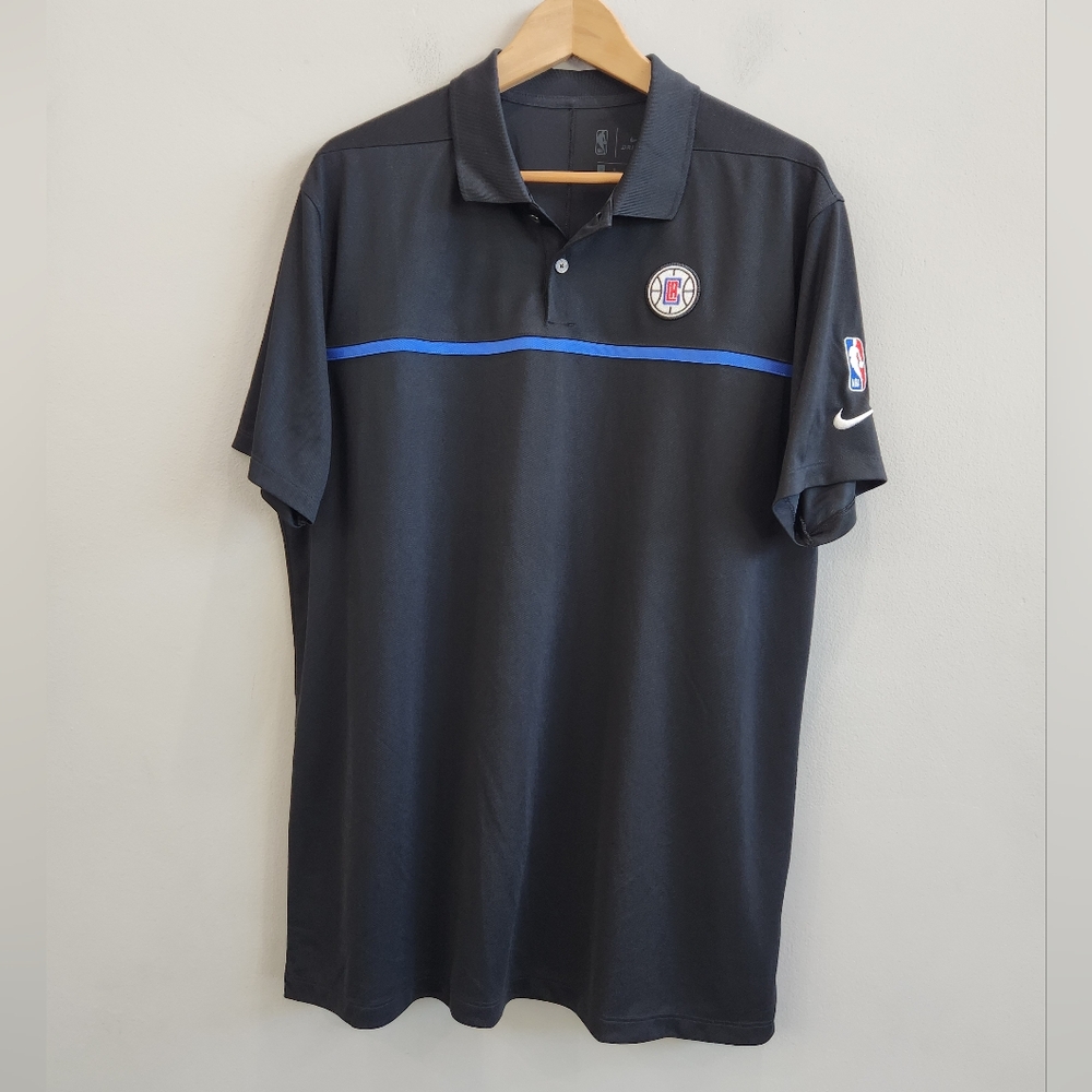 Nike Dri-Fit LA Clippers NBA Black Polo Shirt Lightweight Men's Size Large